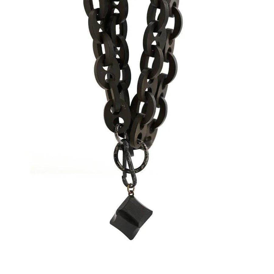 Antique Victorian Vulcanite Large Link Charm Necklace