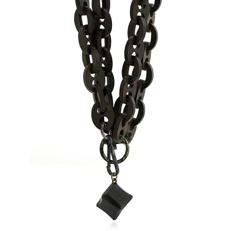 Antique Victorian Vulcanite Large Link Charm Necklace