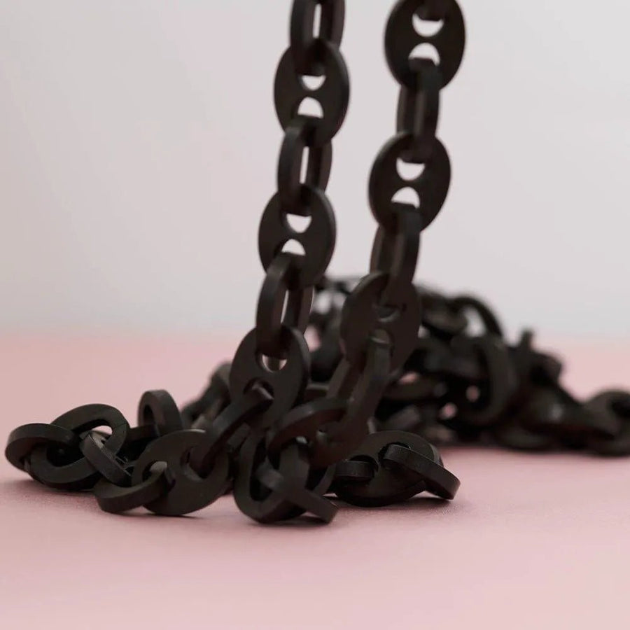 Antique Victorian Vulcanite Large Link Charm Necklace