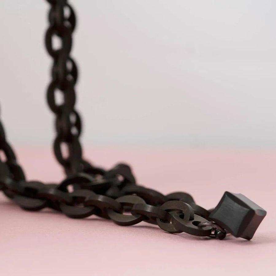 Antique Victorian Vulcanite Large Link Charm Necklace