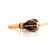 Antique Victorian Woven Hair Work Watch Key Gold Necklace