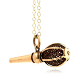 Antique Victorian Woven Hair Work Watch Key Gold Necklace
