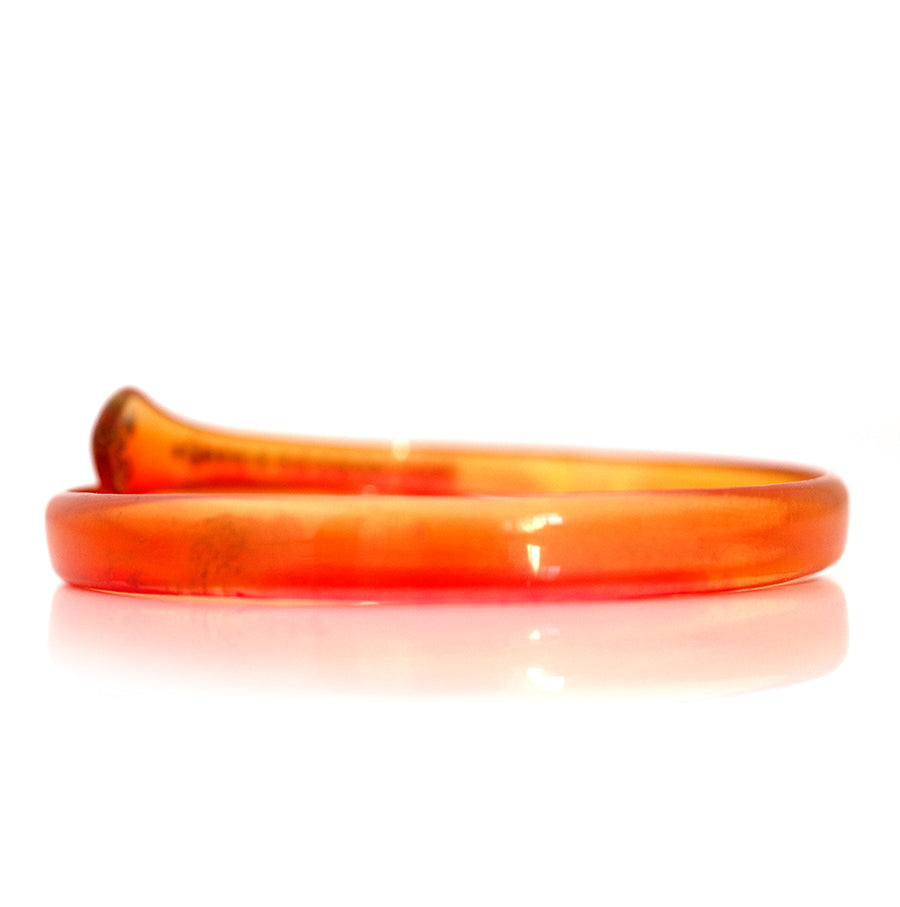 Vintage 1920s–30s Orange Celluloid Snake Bangle Bracelet - Mayveda Jewelry