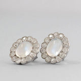 Art Deco 1920s Moonstone 9ct Gold Stud Earrings