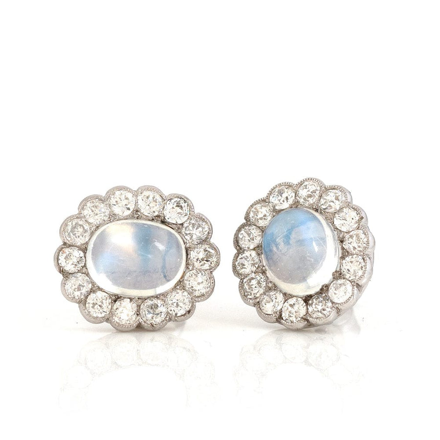 ART DECO Earrings Art Deco 1920s Moonstone Diamond Stud Earrings Mayveda Jewellery