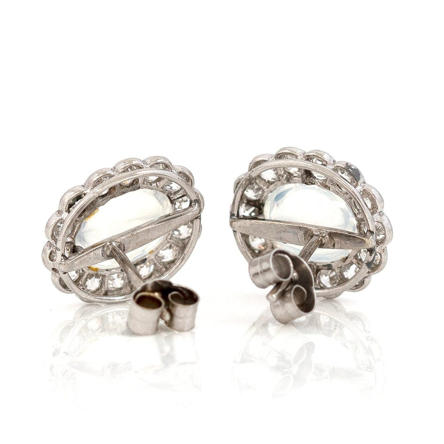 ART DECO Earrings Art Deco 1920s Moonstone Diamond Stud Earrings Mayveda Jewellery
