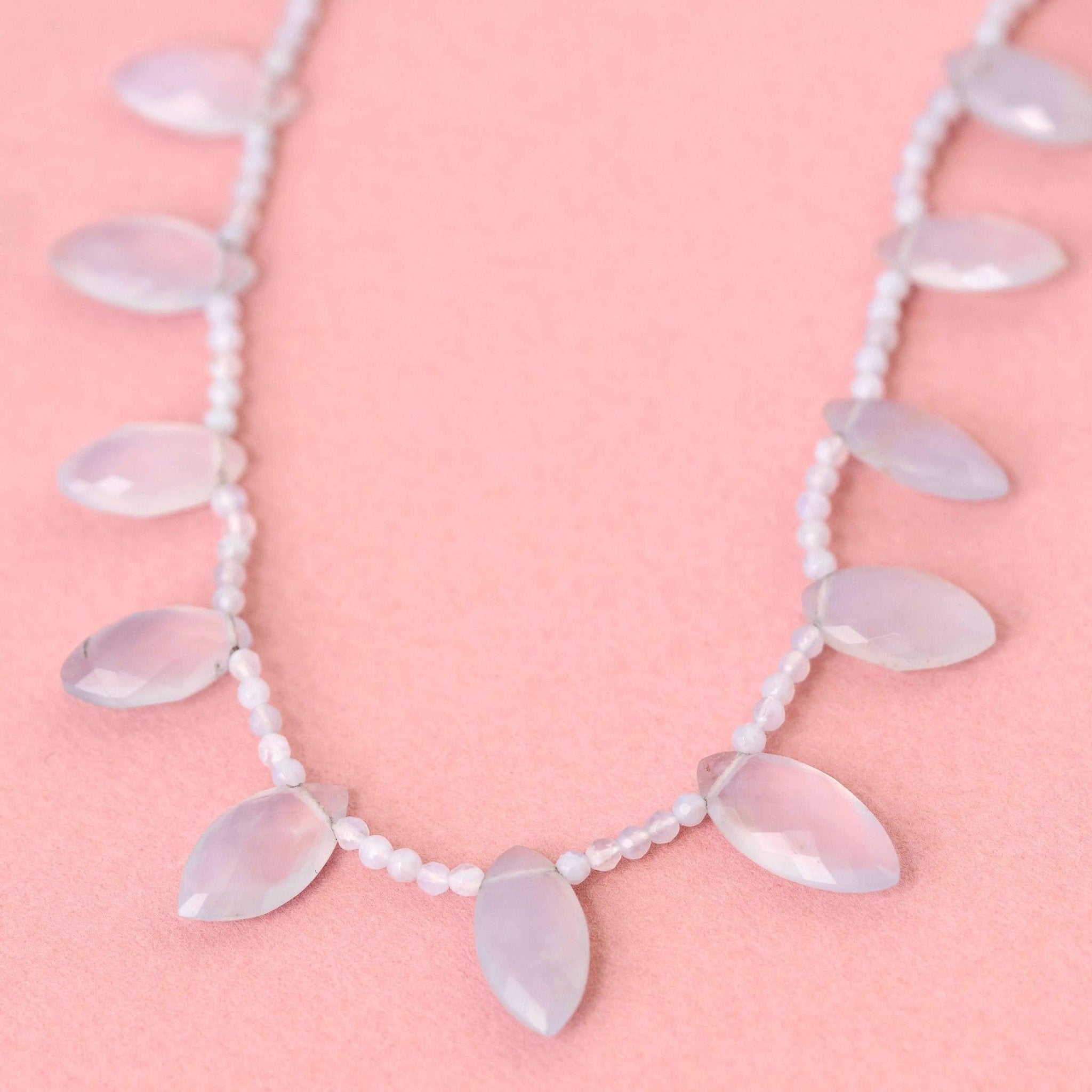 Beaded Blue Chalcedony Necklace, view 7