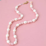 Beaded Pink Opal Pearl Necklace