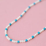 Beaded Turquoise Pearl Necklace