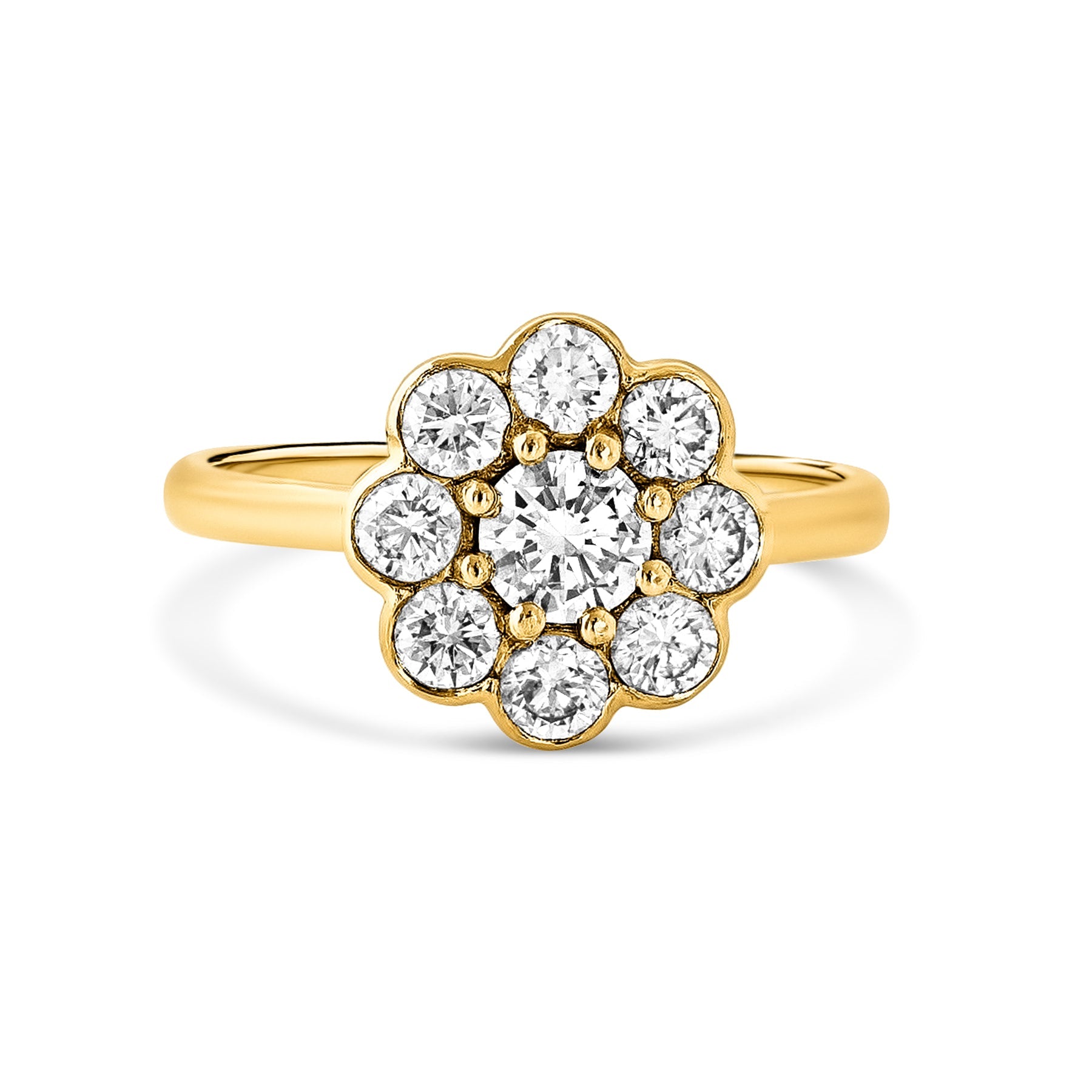 Bloom 1.25 Carat Diamond Halo 18K Gold Flower Ring