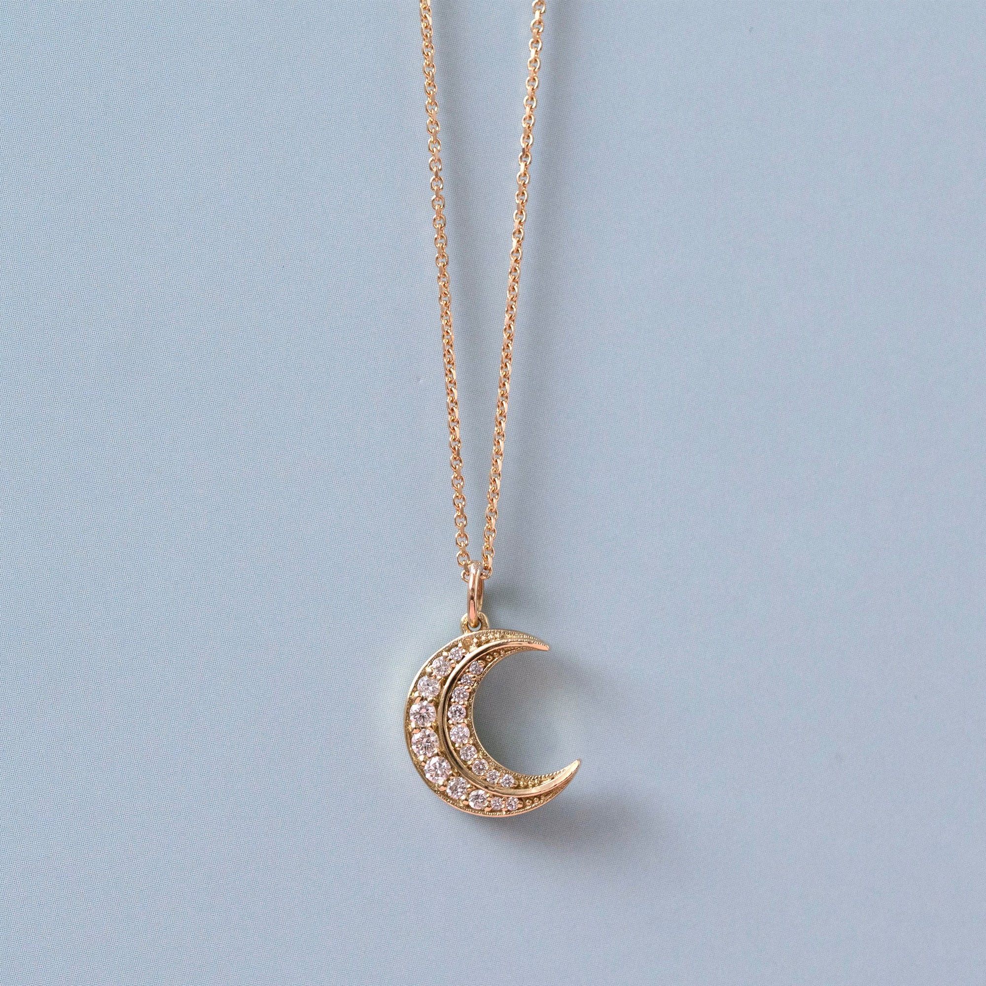 Constance Crescent Moon 0.16 Carat Diamond 14K Gold Pendant Necklace, view 3
