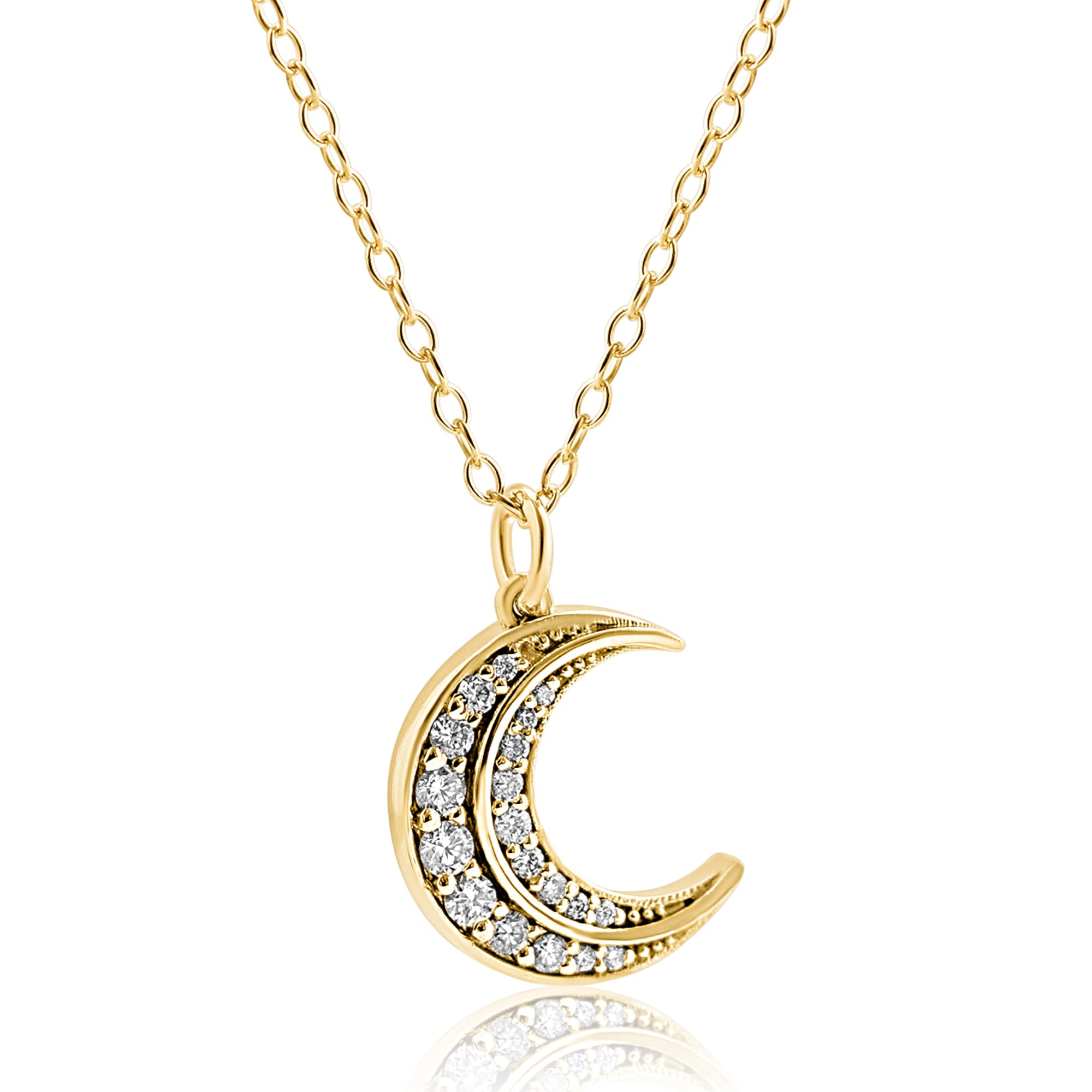 Constance Crescent Moon 0.16 Carat Diamond 14K Gold Pendant Necklace