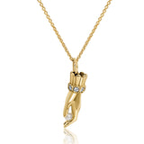 14ct Gold Diamond Pearl Hand Charm Pendant