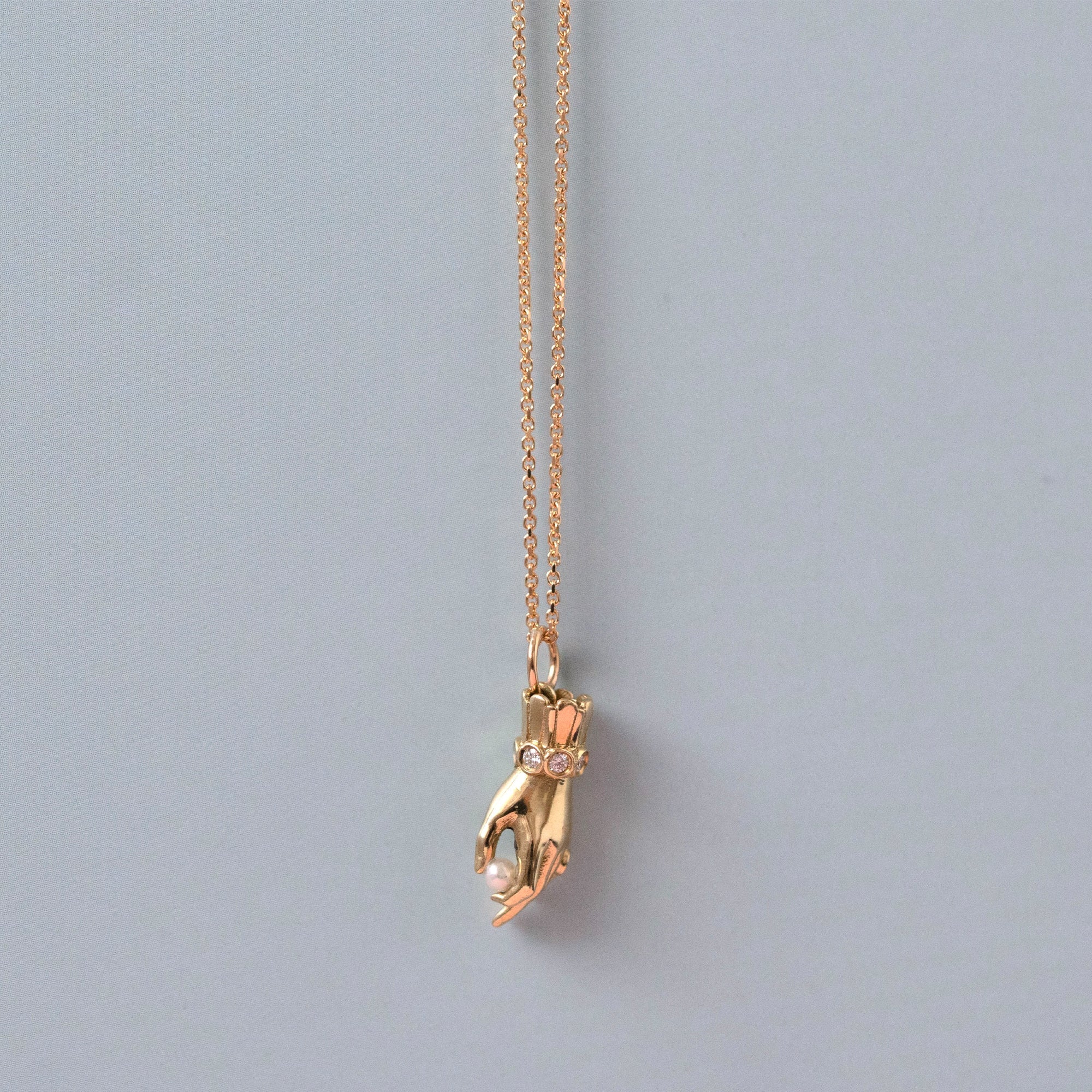 Constance Hand Ruby, Pearl and Diamond 14K Gold Pendant Necklace, view 4