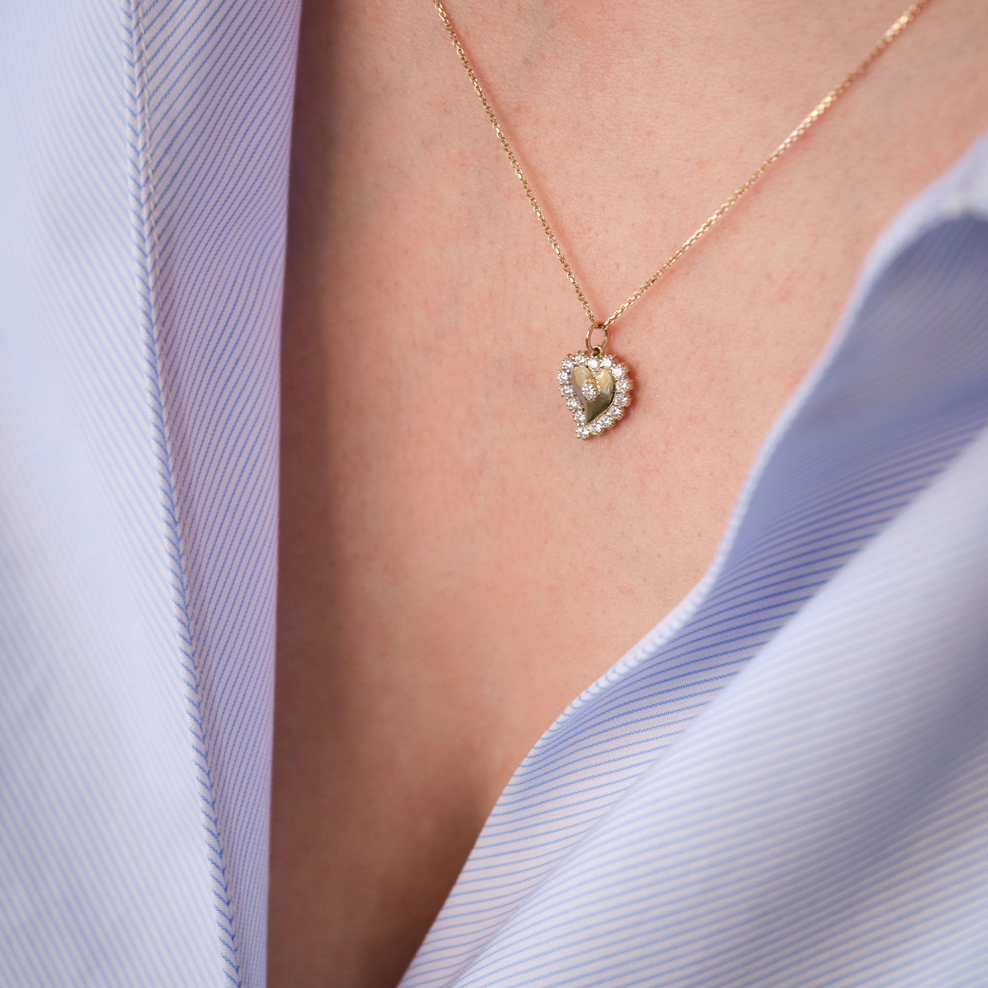Constance Witch's Heart 0.15 Carat Diamond 14K Gold Pendant Necklace, view 2