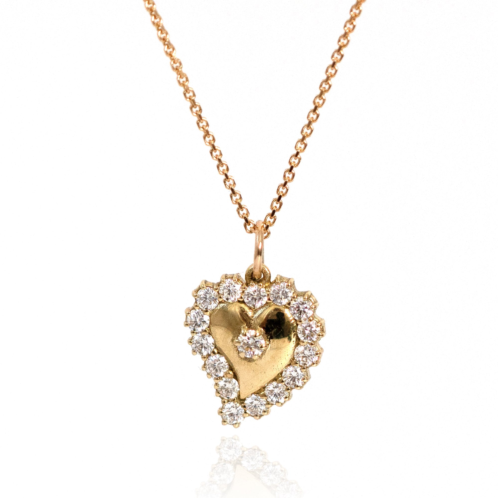 Constance Witch's Heart 0.15 Carat Diamond 14K Gold Pendant Necklace, view 7