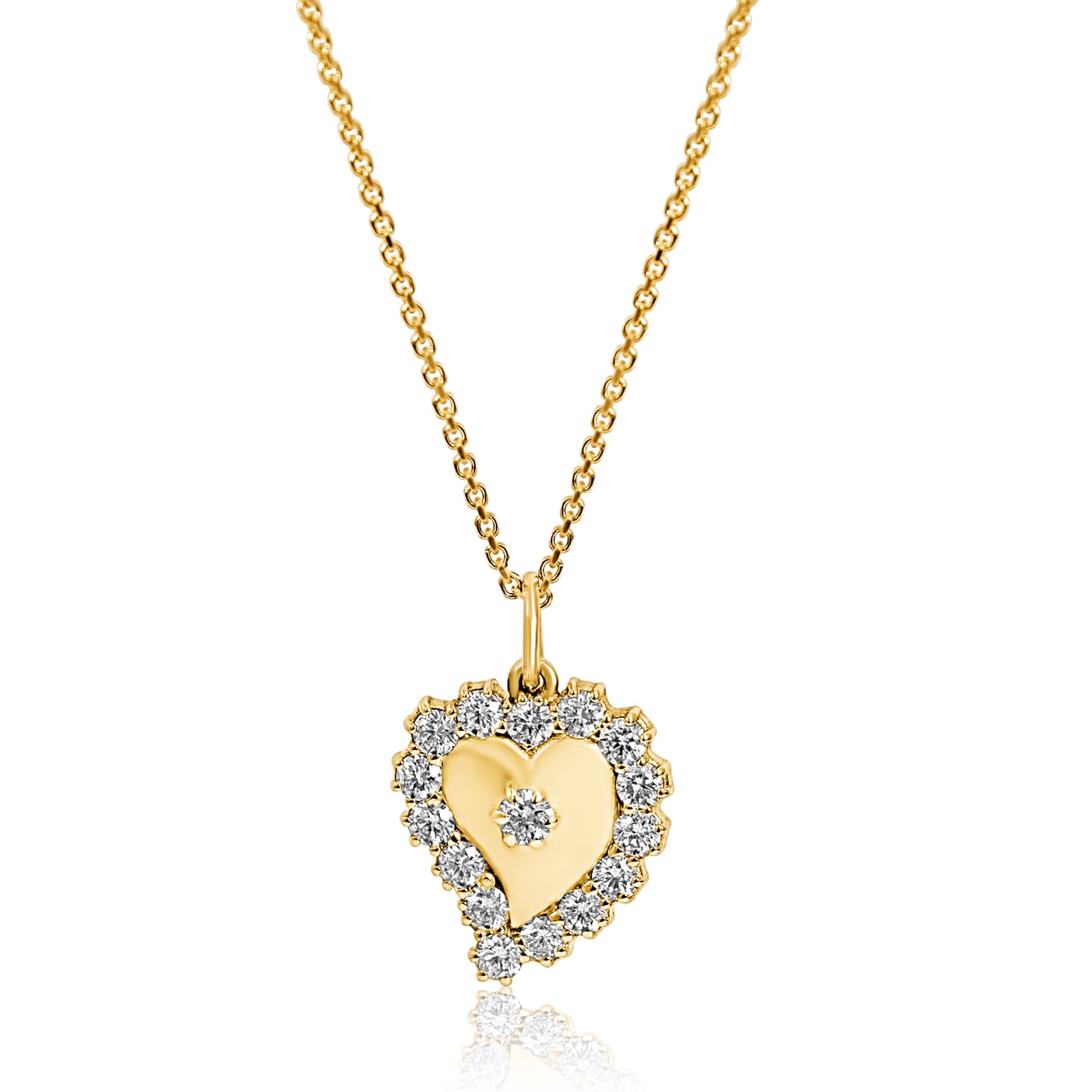 Constance Witch's Heart 0.15 Carat Diamond 14K Gold Pendant Necklace