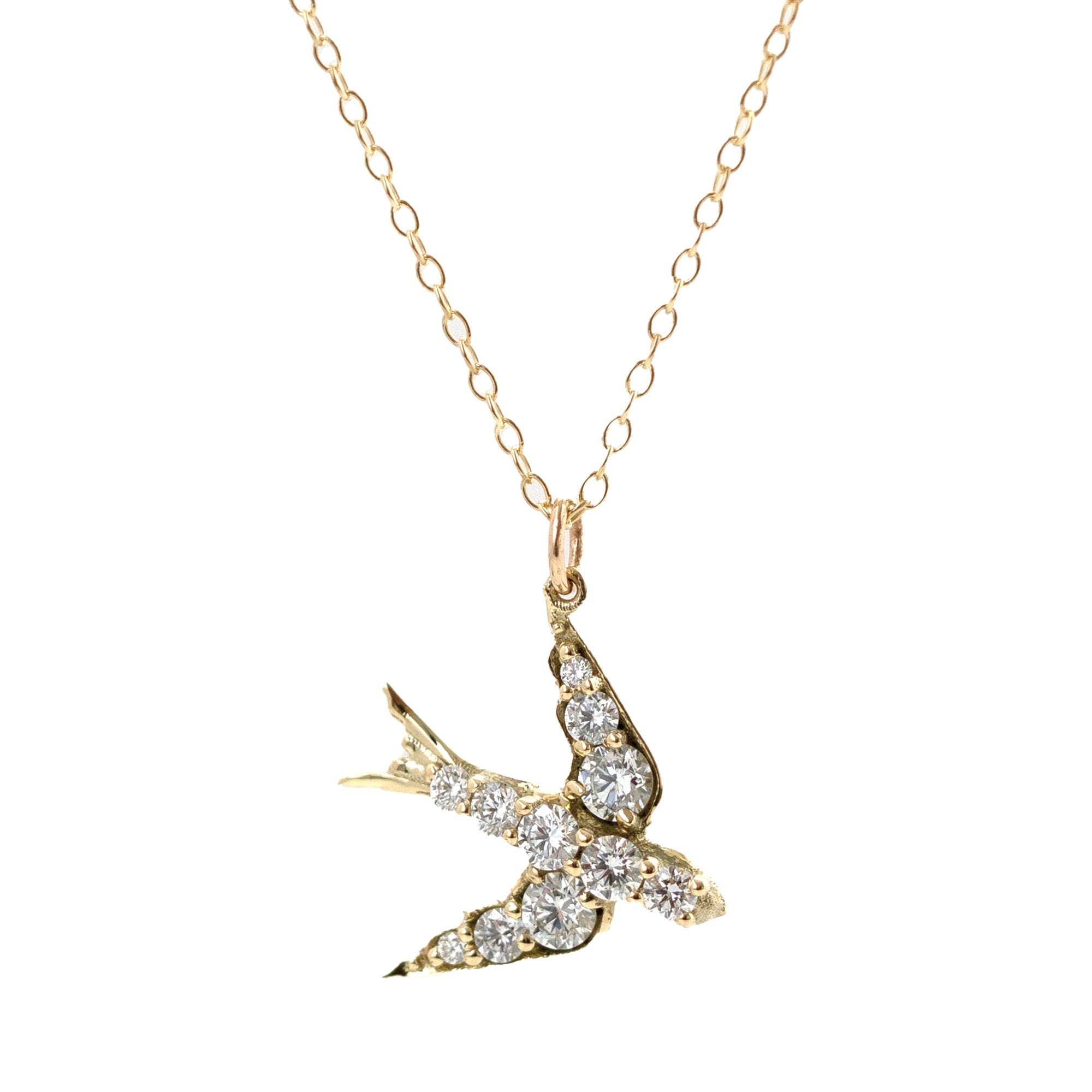 Constance Swallow 0.78 Carat Diamond 14K Gold Pendant Necklace, view 8