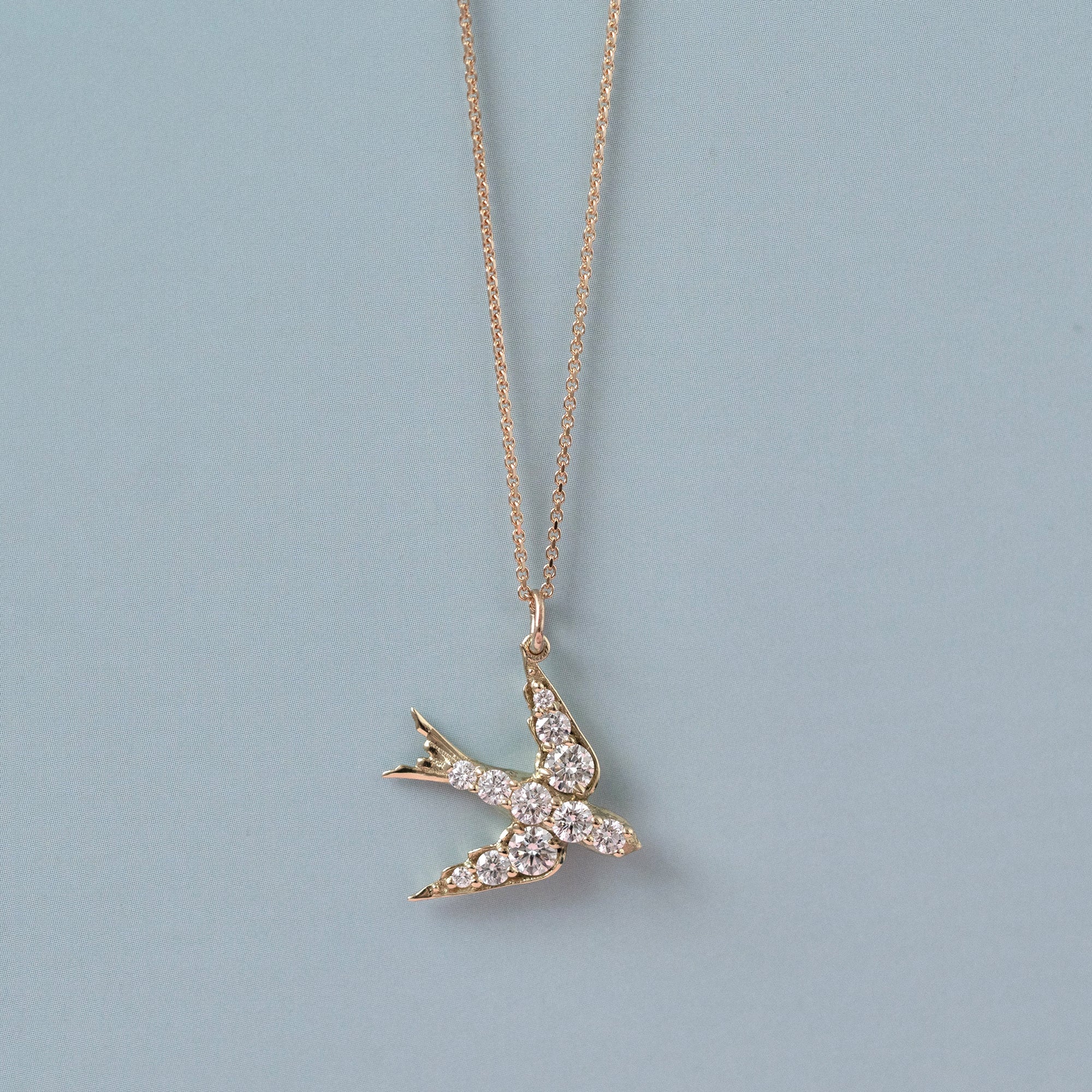 Constance Swallow 0.78 Carat Diamond 14K Gold Pendant Necklace, view 3