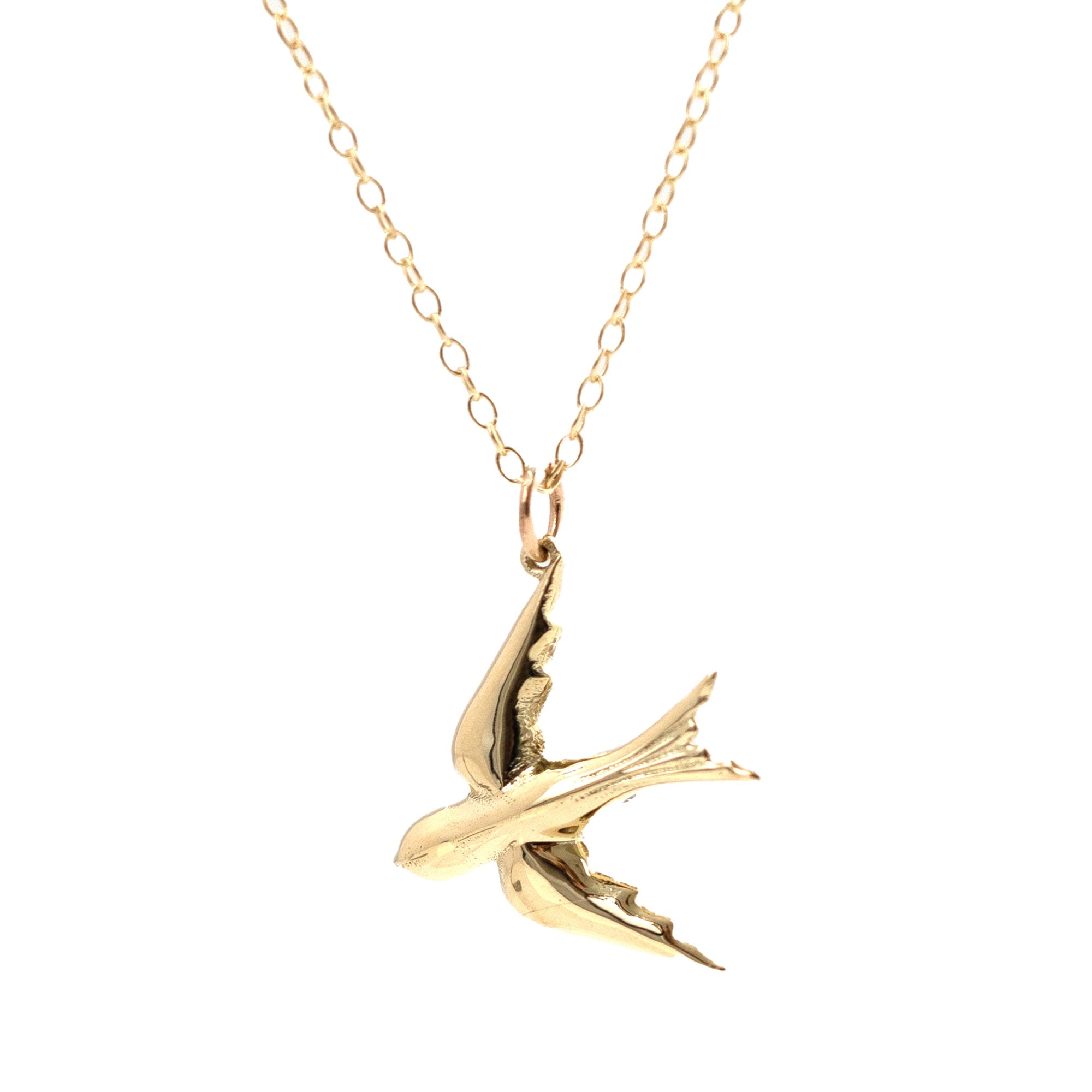 Constance Swallow 0.78 Carat Diamond 14K Gold Pendant Necklace, view 5