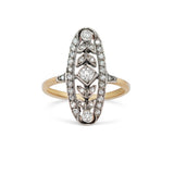 Edwardian 0.40 Carat Old Cut Diamond Platinum and 18K Gold Navette Antique Engagement Ring