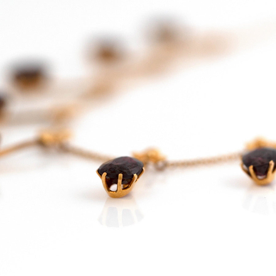 EDWARDIAN Necklaces Antique Edwardian 9ct Gold Garnet Fringe Dropper Necklace Mayveda Jewellery