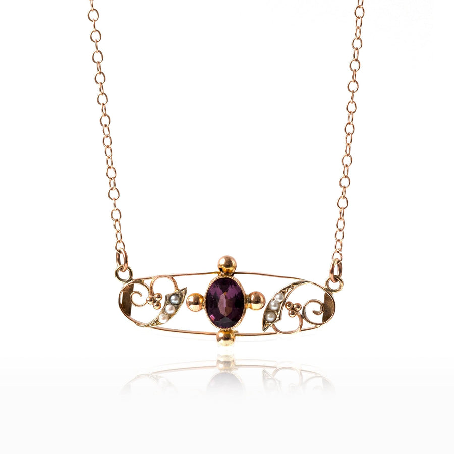 EDWARDIAN Necklaces Antique Edwardian Amethyst 9ct Rose Gold Necklace Mayveda Jewellery