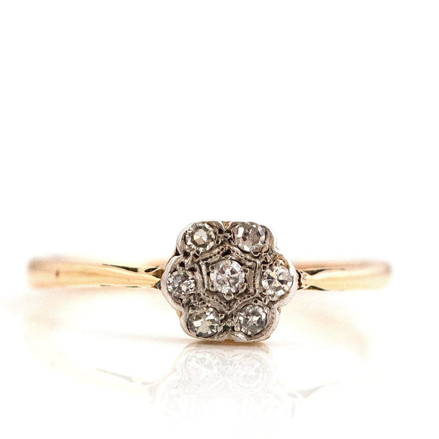EDWARDIAN Ring Antique Edwardian 18ct Gold Diamond Daisy Ring Mayveda Jewellery