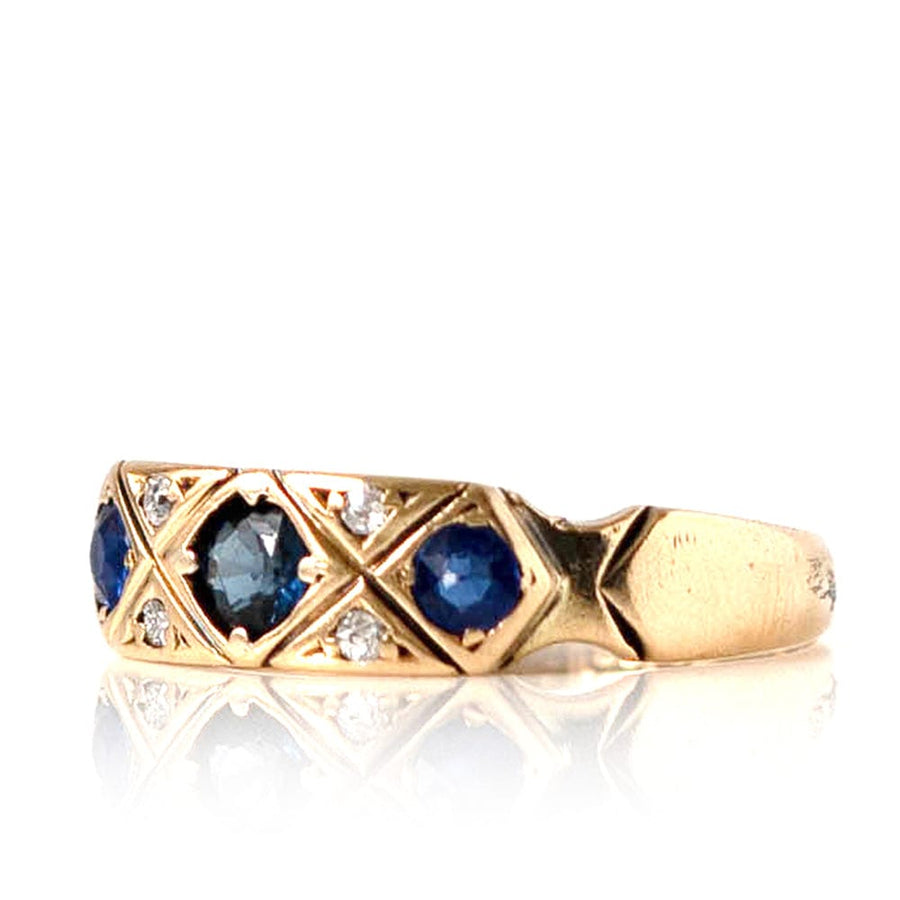 EDWARDIAN Rings Antique Edwardian 1903 Sapphire Diamond 18ct Yellow Gold Ring Mayveda Jewellery