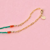 Green Agate Gold Gemstone Necklace