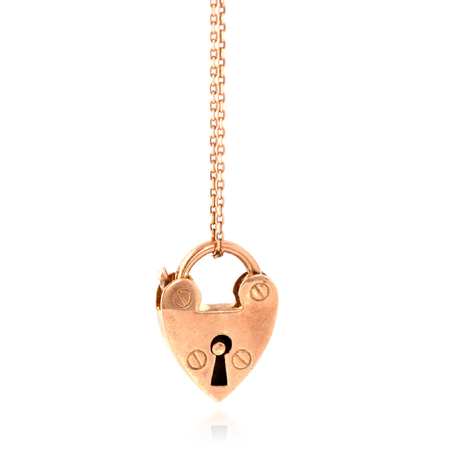 Antique Victorian 9ct Rose Gold Padlock Necklace