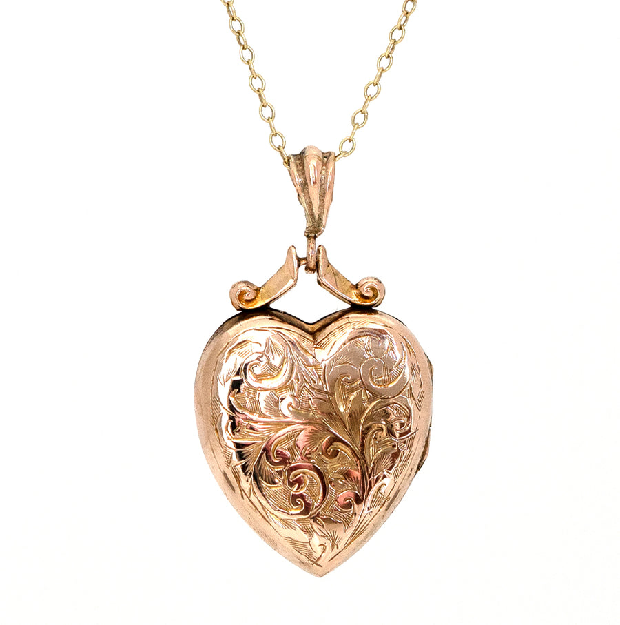 Antique Victorian 9ct Gold Heart Locket Necklace - Mayveda Jewelry