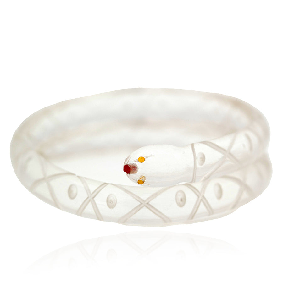 Vintage 1930s–1940s Clear Celluloid Snake Bangle Bracelet - Mayveda Jewelry