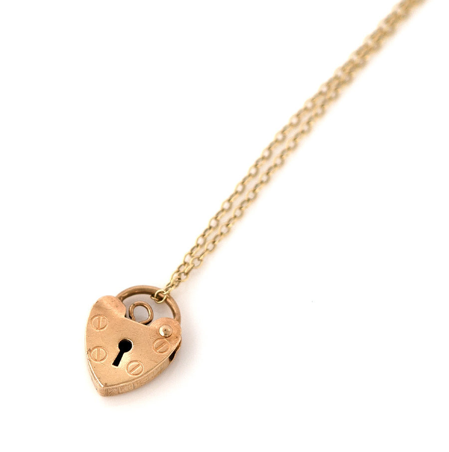 Vintage 1989 9ct Yellow Gold Padlock Necklace