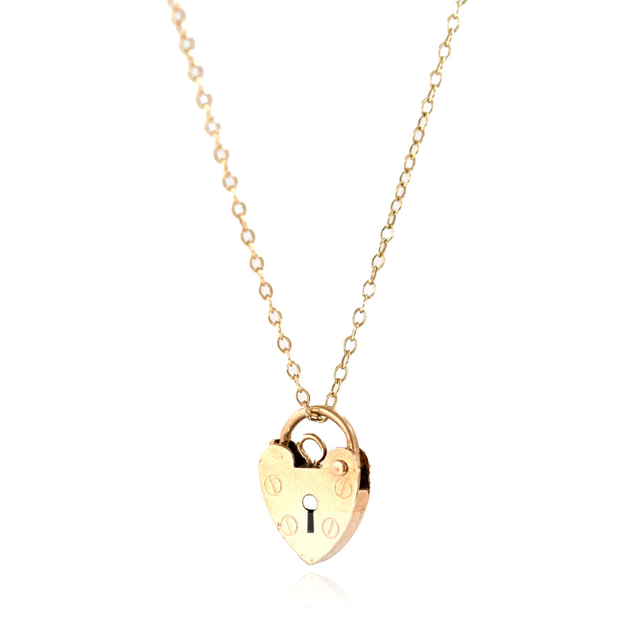 Vintage 1989 9ct Yellow Gold Padlock Necklace