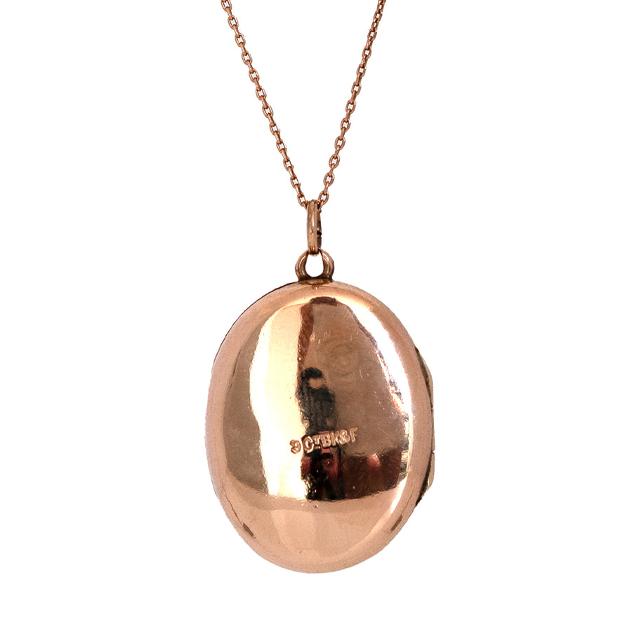 Antique Victorian 9ct Rose Gold Victorian Locket Necklace - Mayveda Jewelry