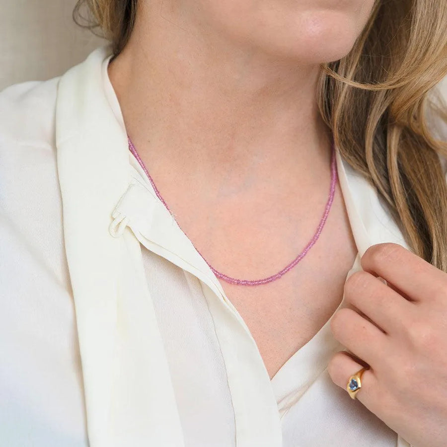 Beaded 18ct Pink Sapphire Necklace - Mayveda Jewelry