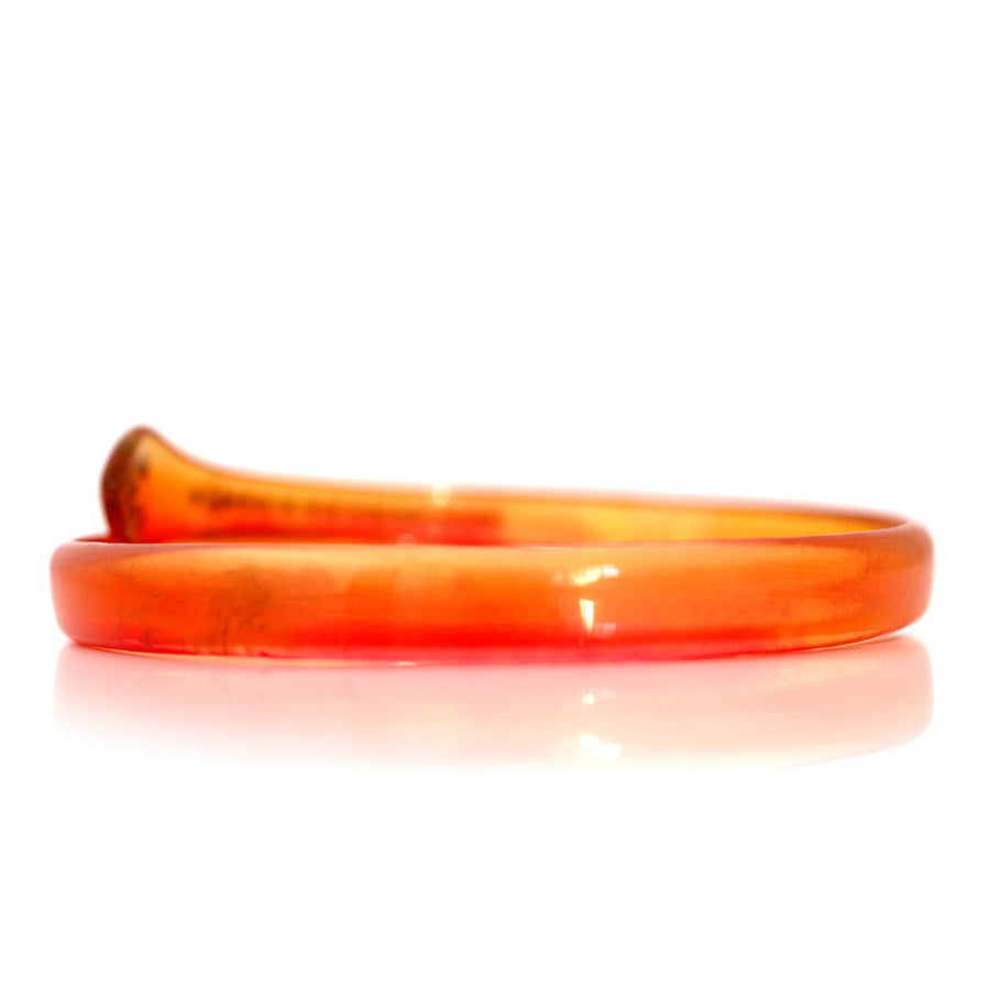 Vintage 1920s–30s Orange Celluloid Snake Bangle Bracelet - Mayveda Jewelry