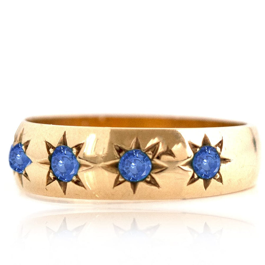 Mayveda Jewellery Rings Handmade Sapphire 18ct Gold Gypsy Stargazer Ring Mayveda Jewellery