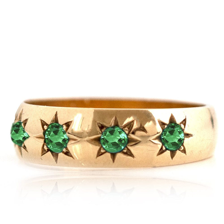 Mayveda Jewelry Rings Handmade Emerald 18ct Gold Gypsy Stargazer Ring Mayveda Jewellery