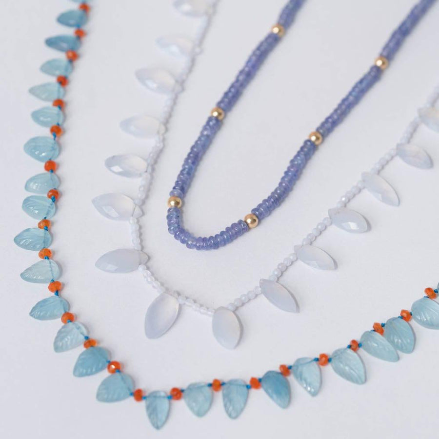 SOLD | Aquamarine & Carnelian Gemstone Necklace - Mayveda Jewelry