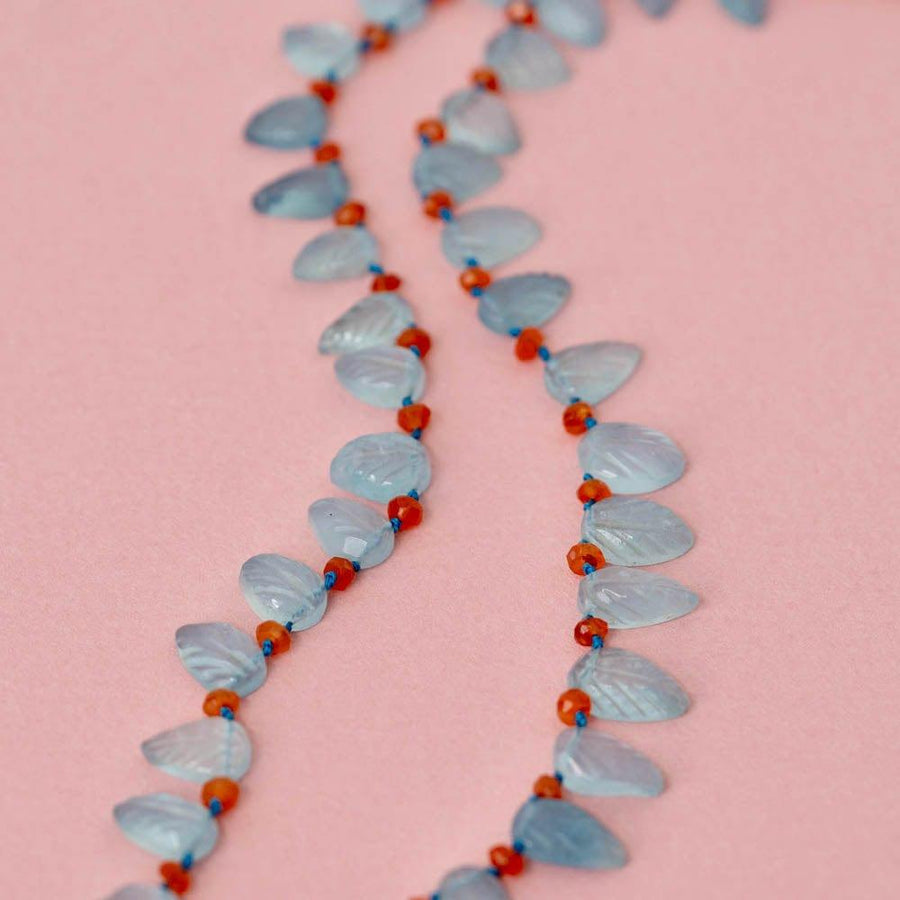 SOLD | Aquamarine & Carnelian Gemstone Necklace - Mayveda Jewelry