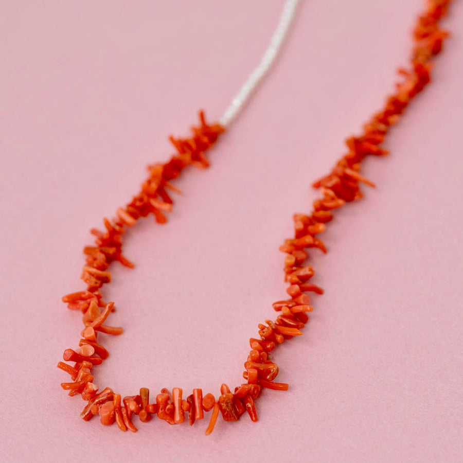 MAYVEDA Necklaces Seed Pearl Vintage Coral Gemstone Necklace Mayveda Jewellery
