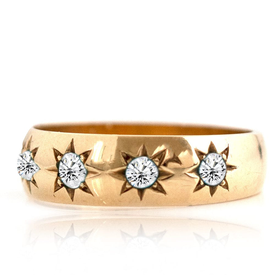 MAYVEDA Rings Handmade Daimond Gold Gypsy Stargazer Ring Mayveda Jewellery