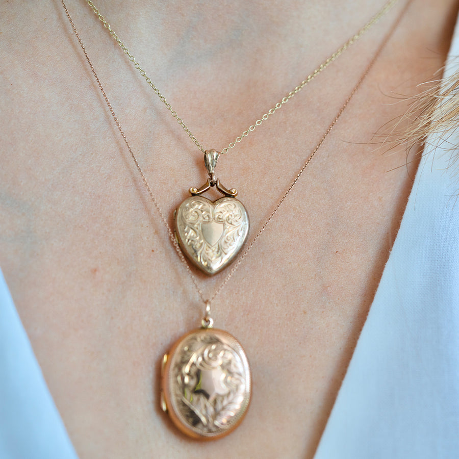 Antique Victorian 9ct Gold Heart Locket Necklace - Mayveda Jewelry