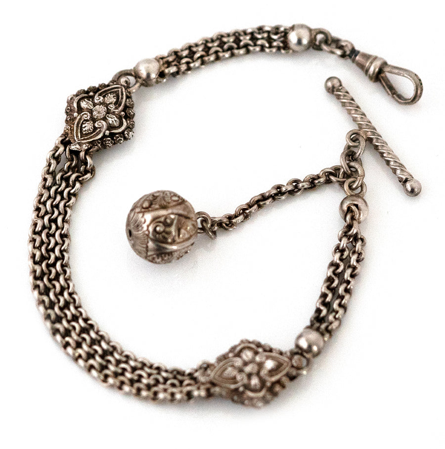 Antique Victorian Silver Women’s Albertine Watch Chain Necklace