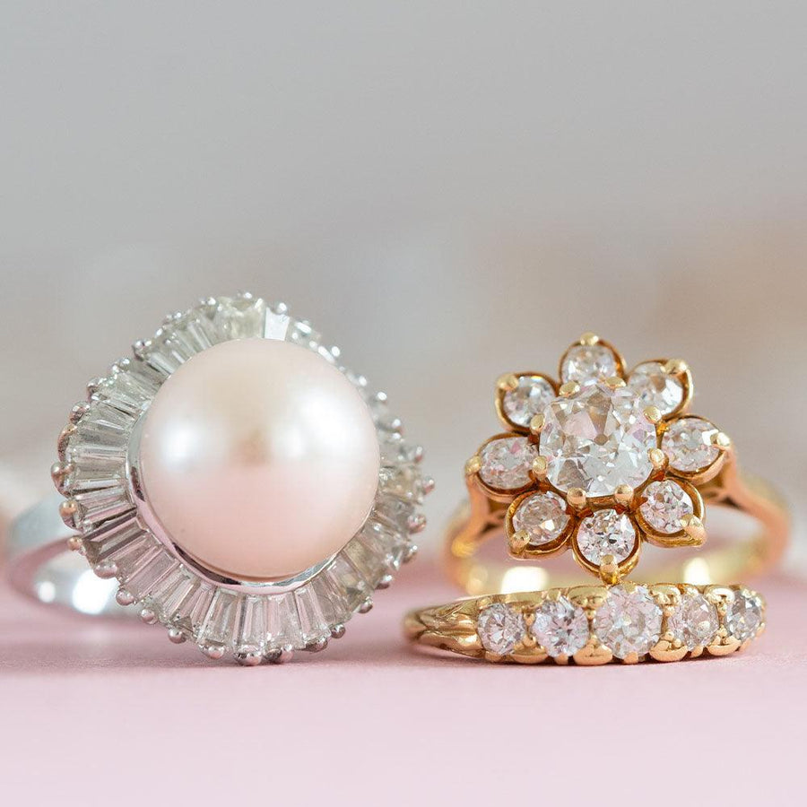 Pearl 2.35ct Diamond 18ct White Gold Ballerina Ring