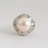 Pearl 2.35ct Diamond 18ct White Gold Ballerina Ring