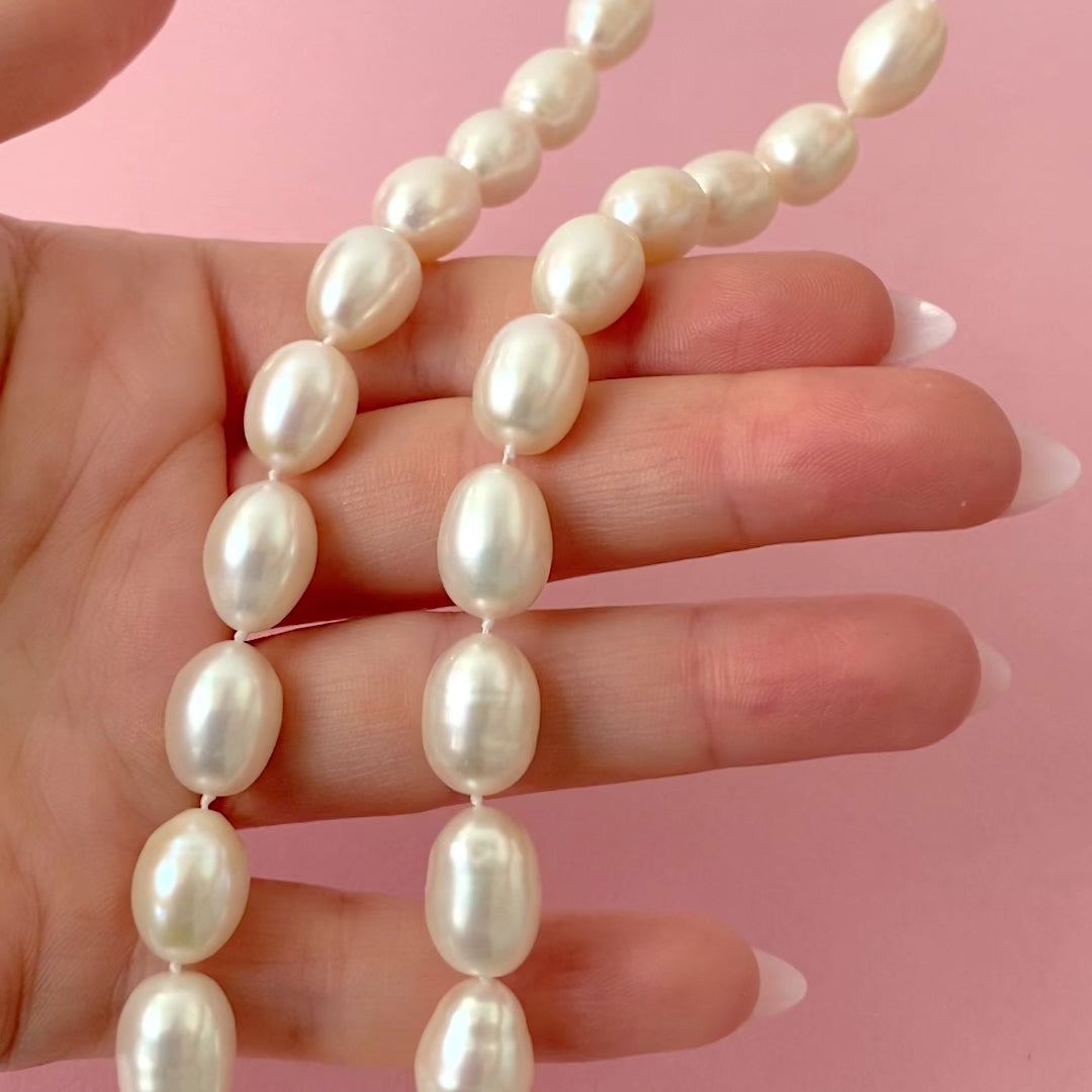Handmade Pearl 9ct Gold Beaded Necklace, video