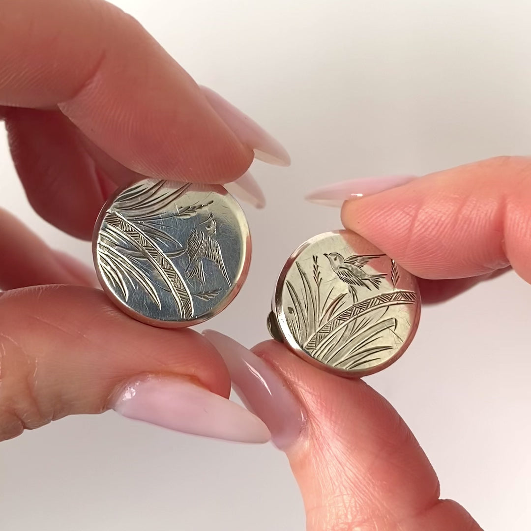 Antique Victorian Silver Bachelor Buttons, video